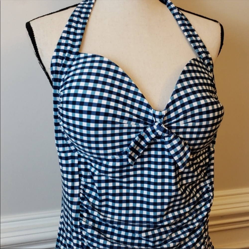 Merona Blue Gingham Halter Swimsuit
